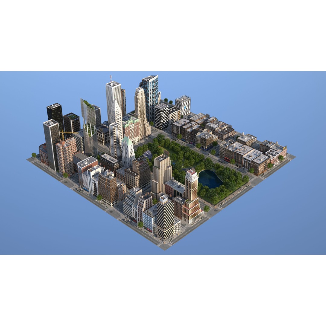 Park City 3D Model – Low Poly Cityscape with Modular Blocks, FBX - View 21