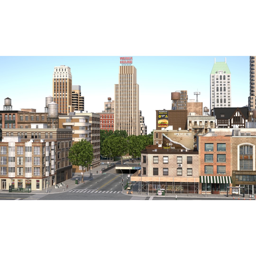 Park City 3D Model – Low Poly Cityscape with Modular Blocks, FBX - View 22