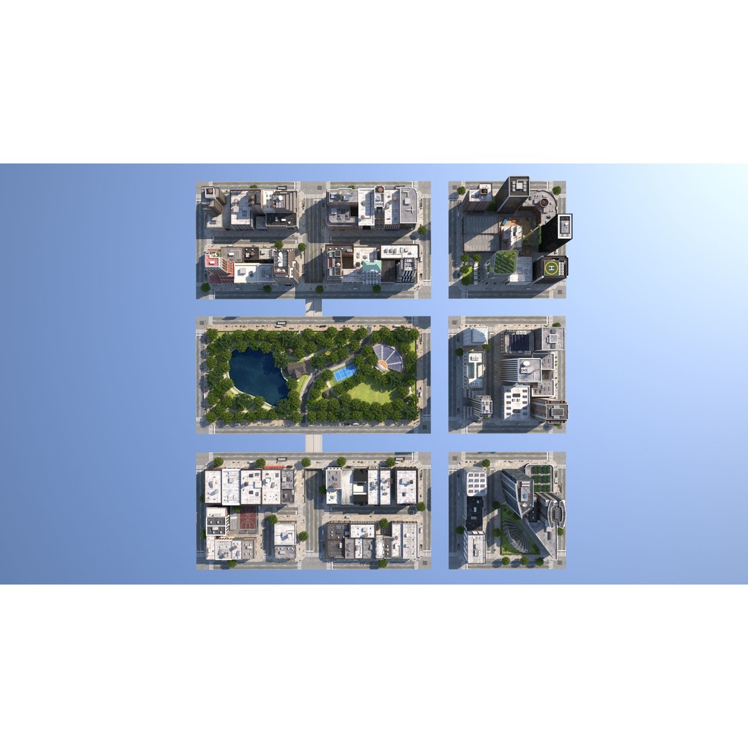 Park City 3D Model – Low Poly Cityscape with Modular Blocks, FBX - View 24