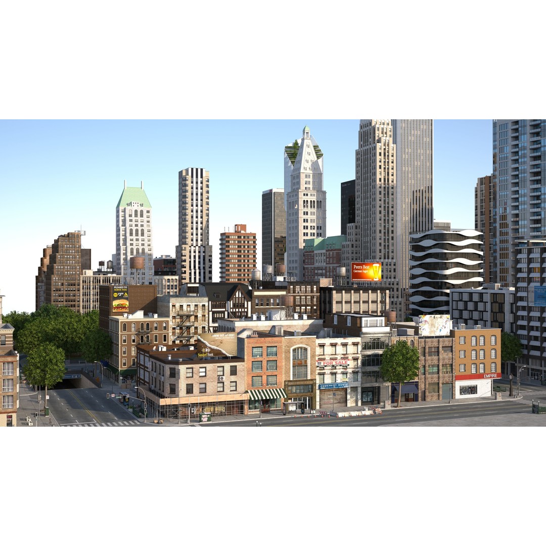 Park City 3D Model – Low Poly Cityscape with Modular Blocks, FBX - View 26