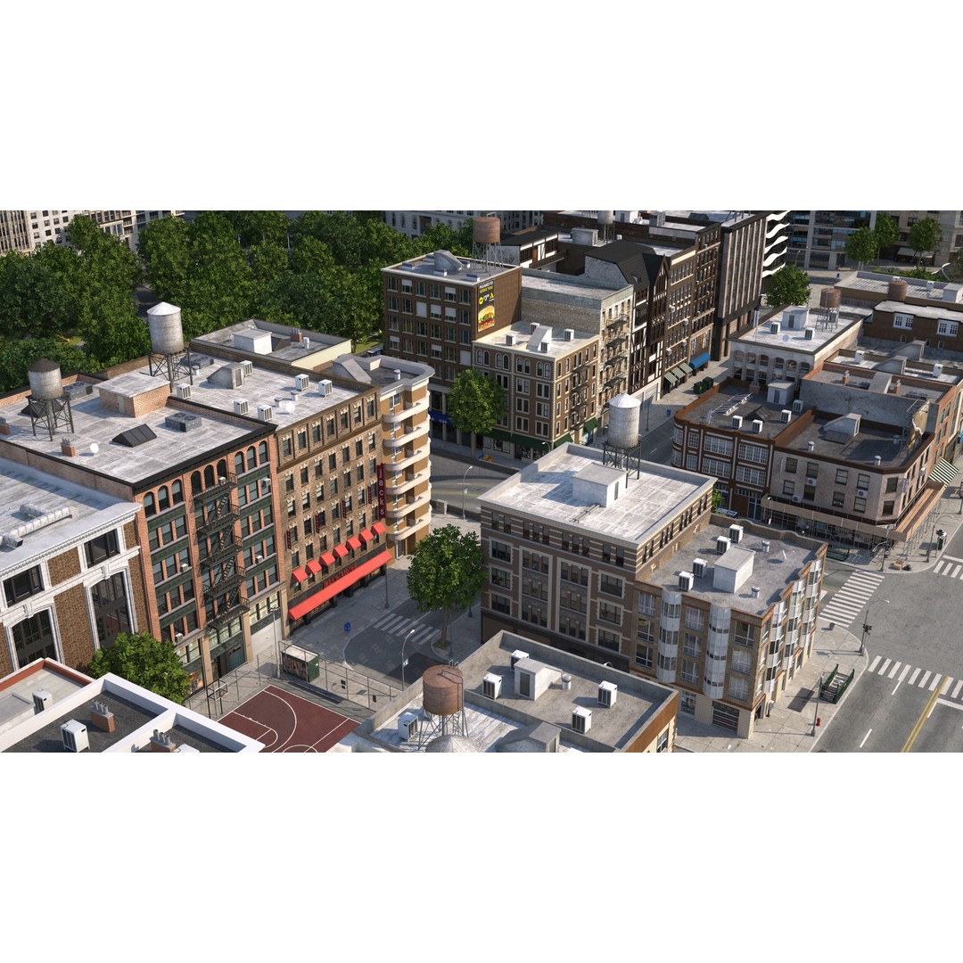 Park City 3D Model – Low Poly Cityscape with Modular Blocks, FBX - View 30