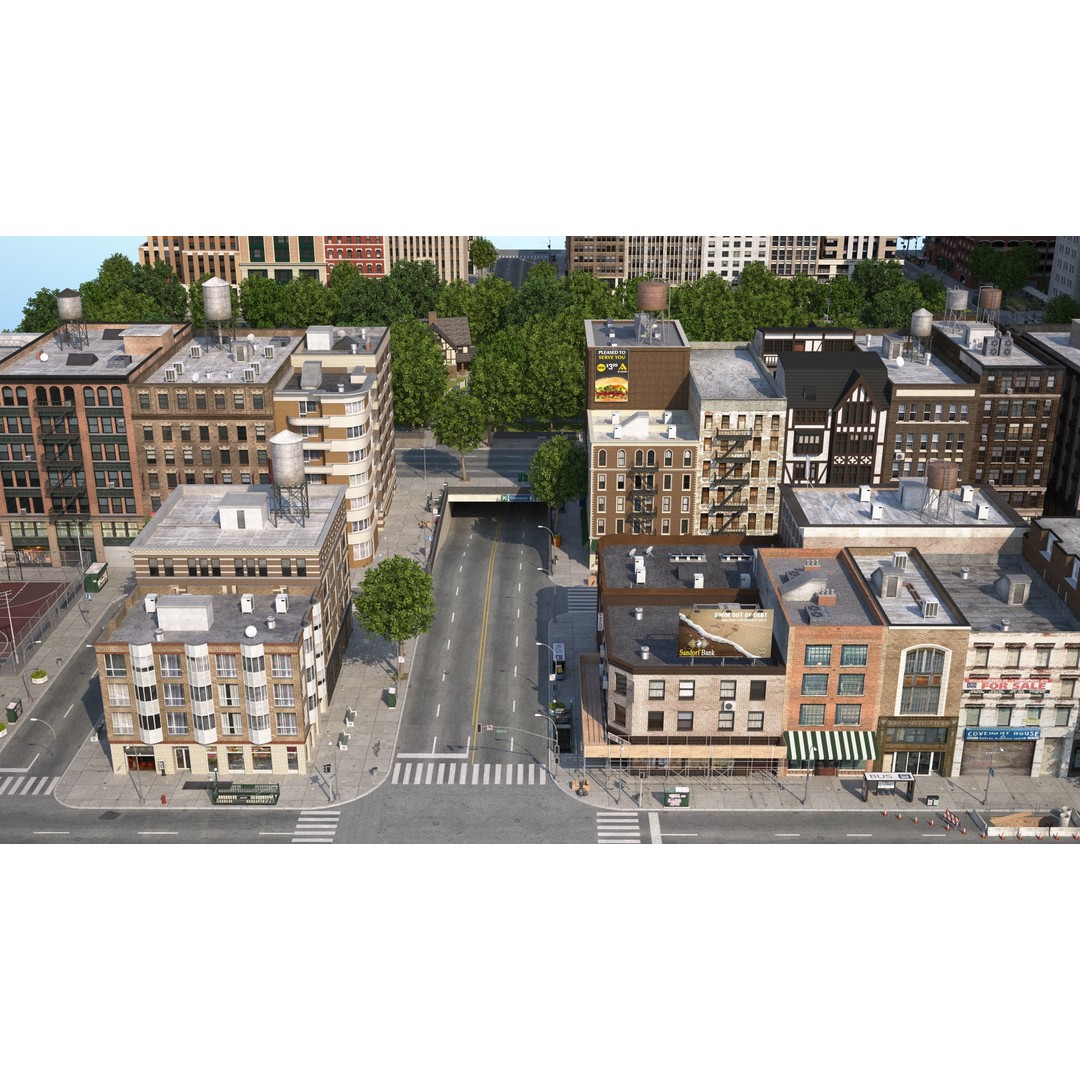 Park City 3D Model – Low Poly Cityscape with Modular Blocks, FBX - View 31