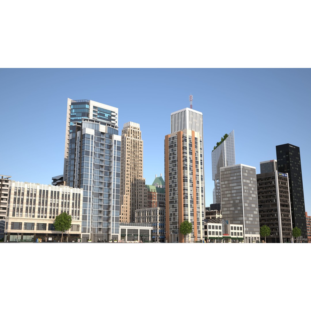 Park City 3D Model – Low Poly Cityscape with Modular Blocks, FBX - View 32
