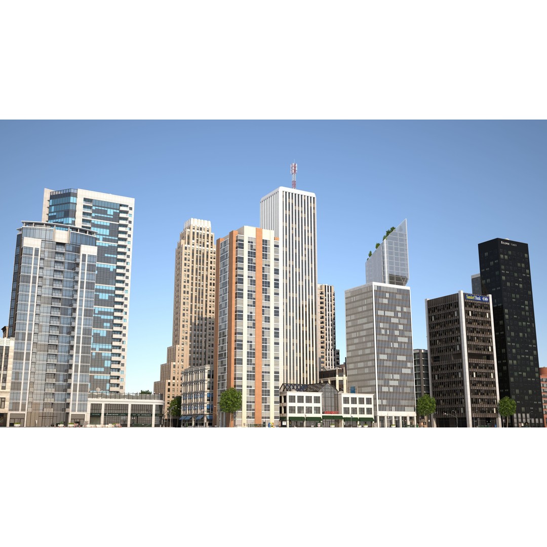 Park City 3D Model – Low Poly Cityscape with Modular Blocks, FBX - View 33