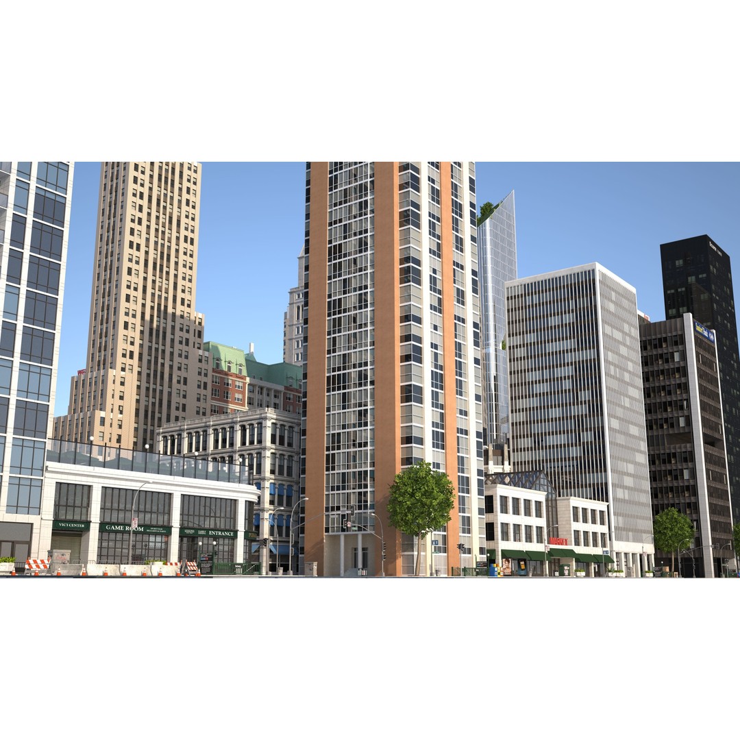 Park City 3D Model – Low Poly Cityscape with Modular Blocks, FBX - View 34