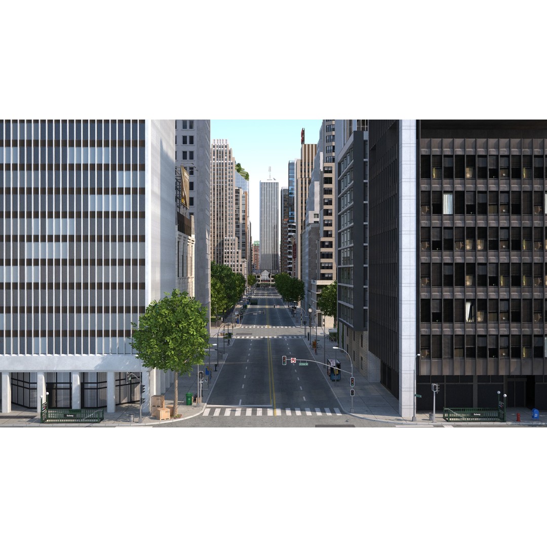Park City 3D Model – Low Poly Cityscape with Modular Blocks, FBX - View 35