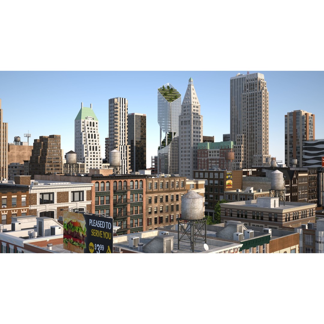 Park City 3D Model – Low Poly Cityscape with Modular Blocks, FBX - View 37