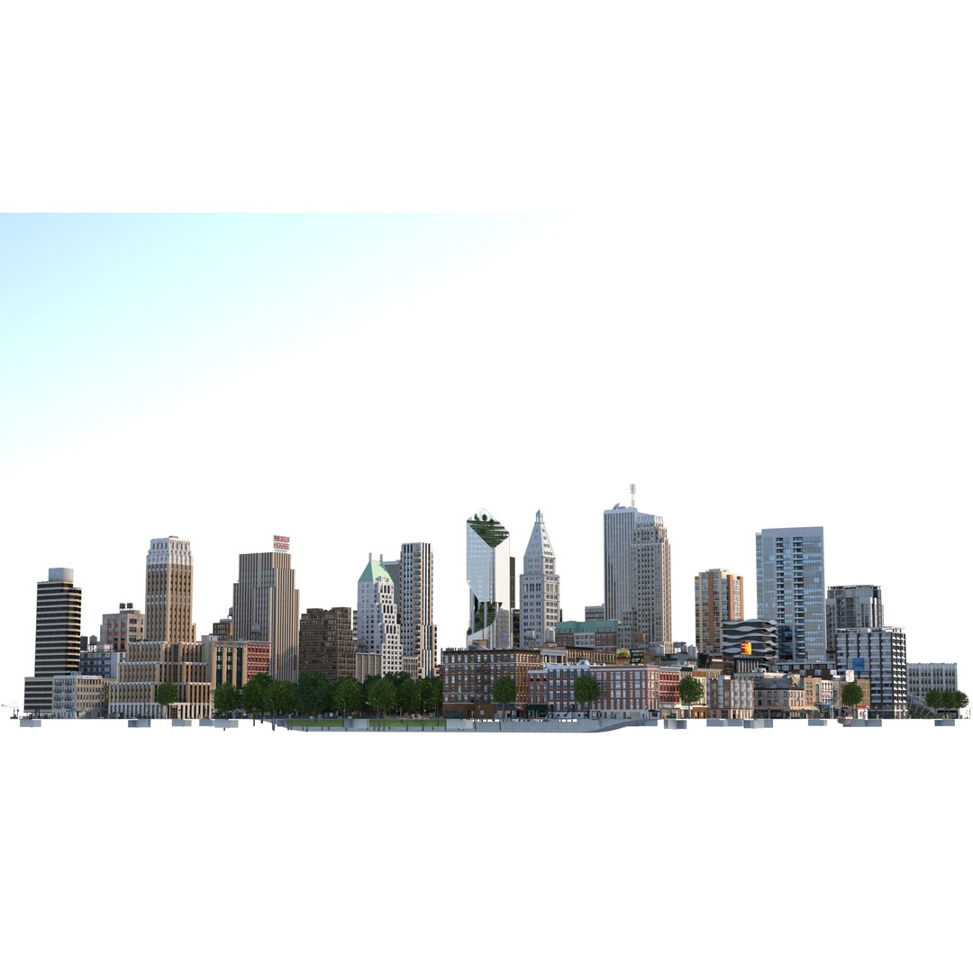 Park City 3D Model – Low Poly Cityscape with Modular Blocks, FBX - View 39