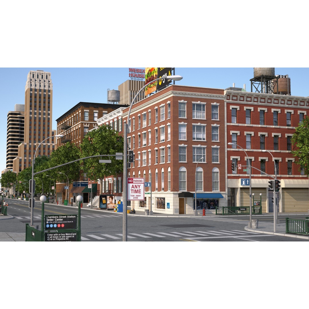 Park City 3D Model – Low Poly Cityscape with Modular Blocks, FBX - View 4
