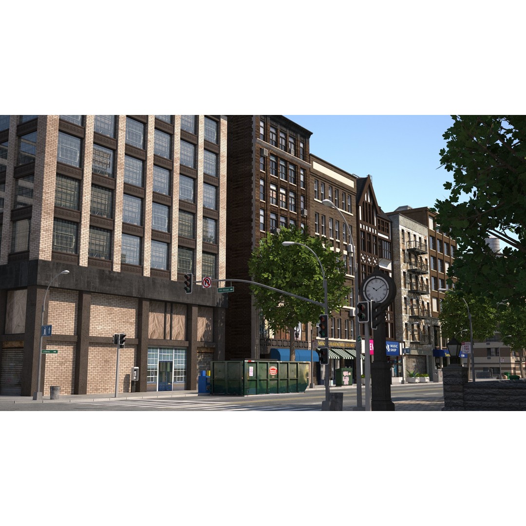 Park City 3D Model – Low Poly Cityscape with Modular Blocks, FBX - View 40