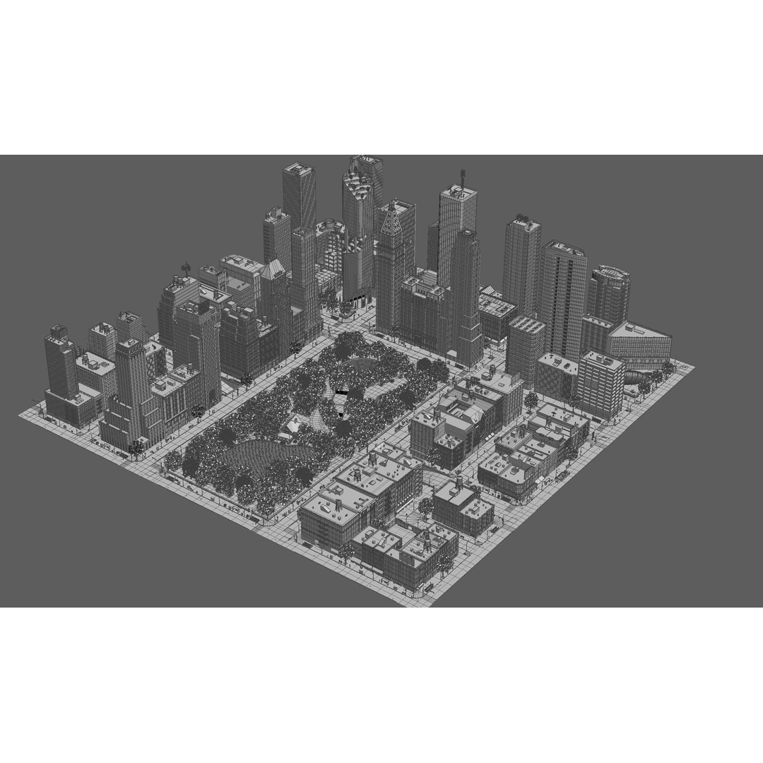 Park City 3D Model – Low Poly Cityscape with Modular Blocks, FBX - View 44