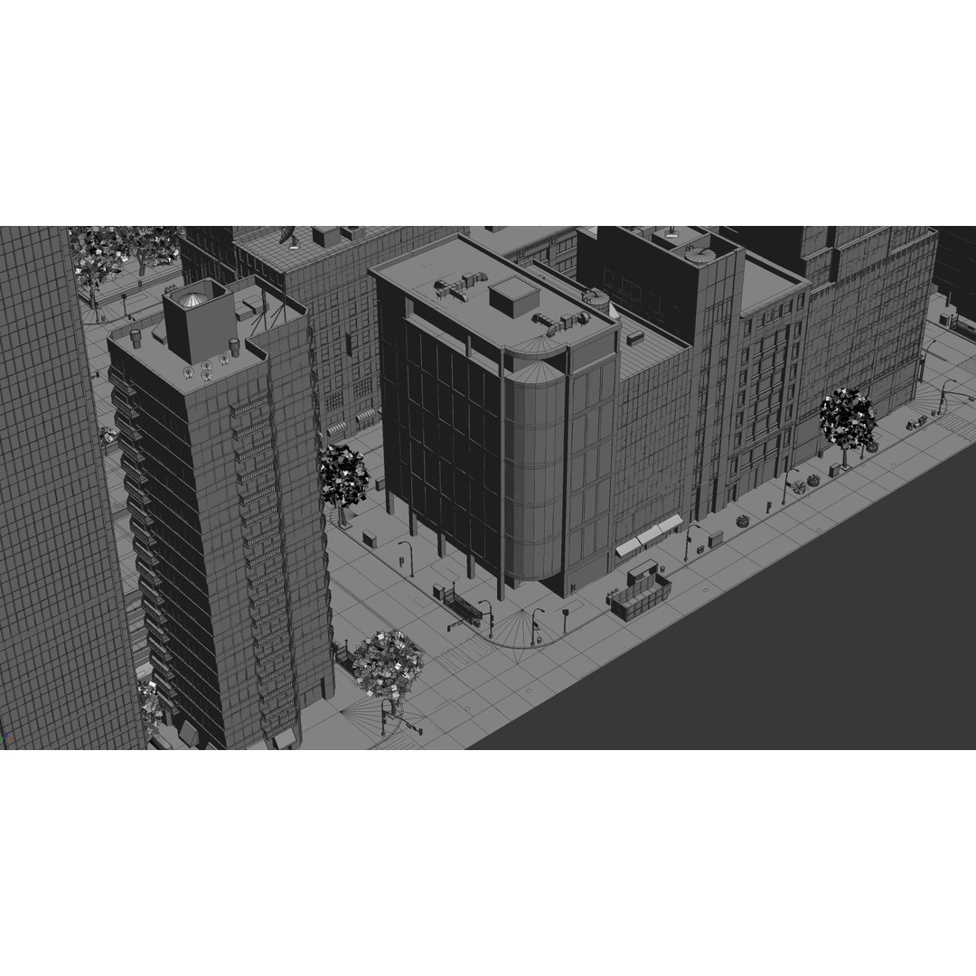 Park City 3D Model – Low Poly Cityscape with Modular Blocks, FBX - View 45