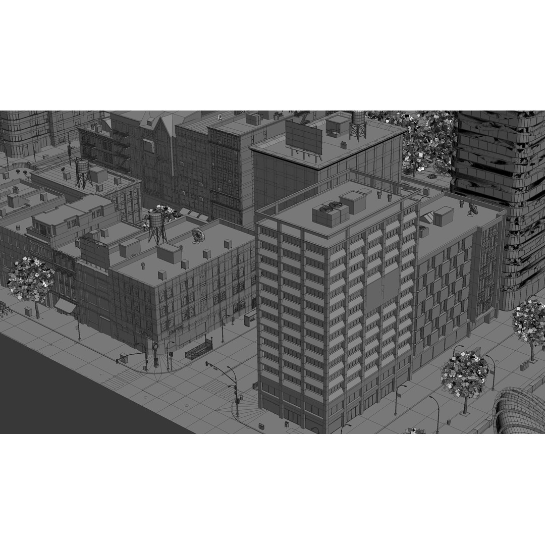 Park City 3D Model – Low Poly Cityscape with Modular Blocks, FBX - View 46