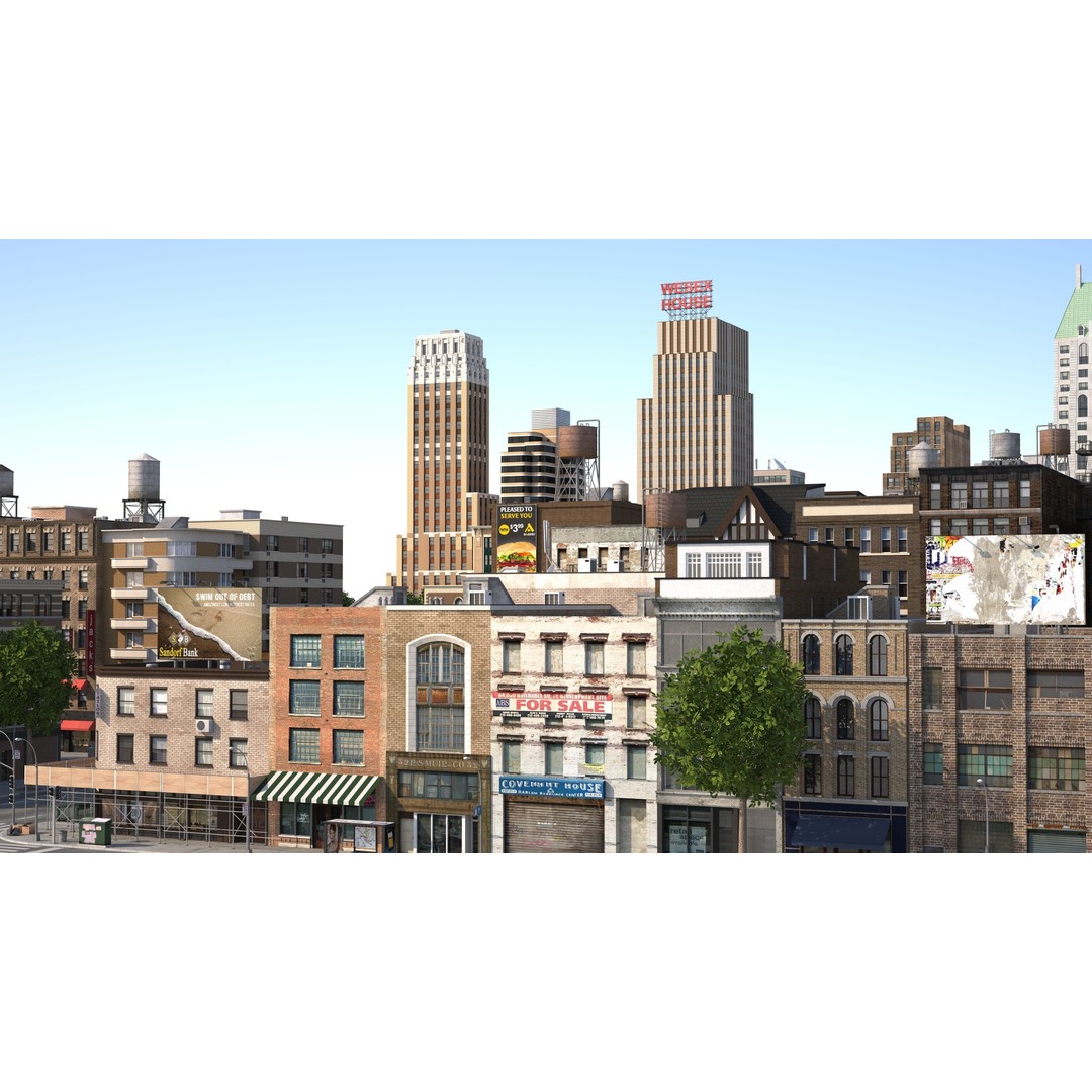 Park City 3D Model – Low Poly Cityscape with Modular Blocks, FBX - View 8