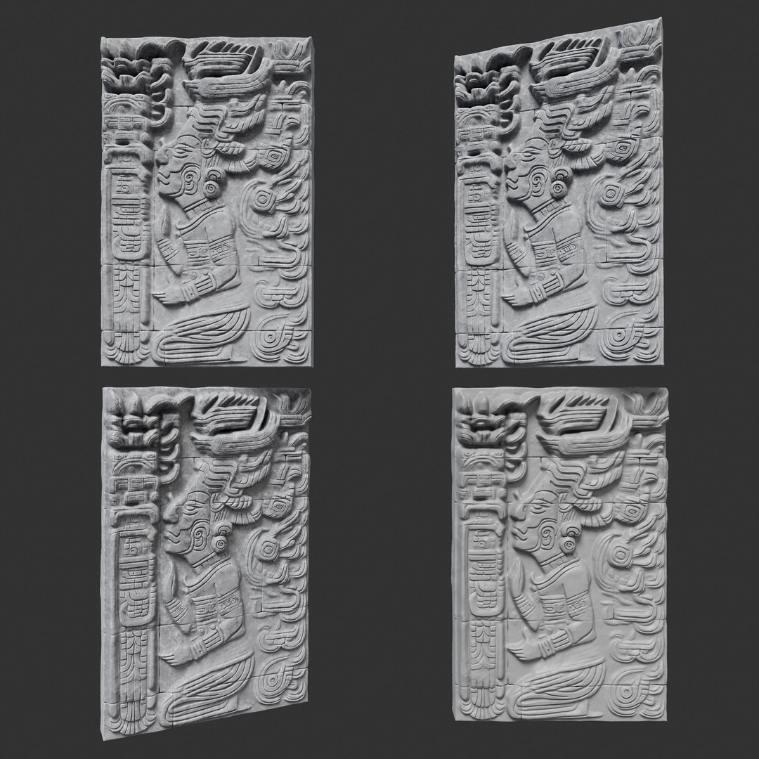 Mayan Temple Wall 3D Model – Low Poly Architectural Asset, FBX