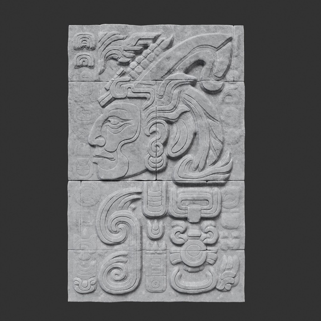 Mayan Temple Wall 3D Model – Low Poly Architectural Asset, FBX - View 10