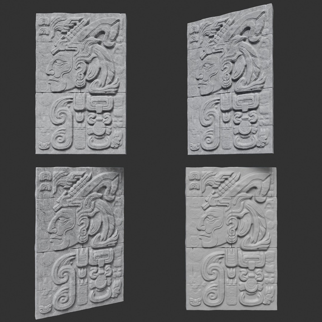 Mayan Temple Wall 3D Model – Low Poly Architectural Asset, FBX - View 11