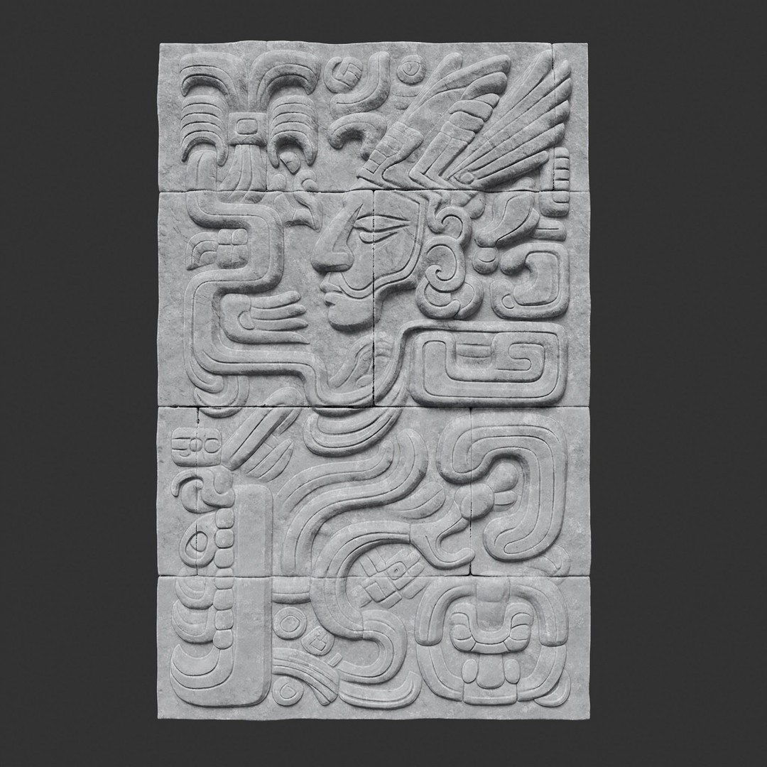 Mayan Temple Wall 3D Model – Low Poly Architectural Asset, FBX - View 12