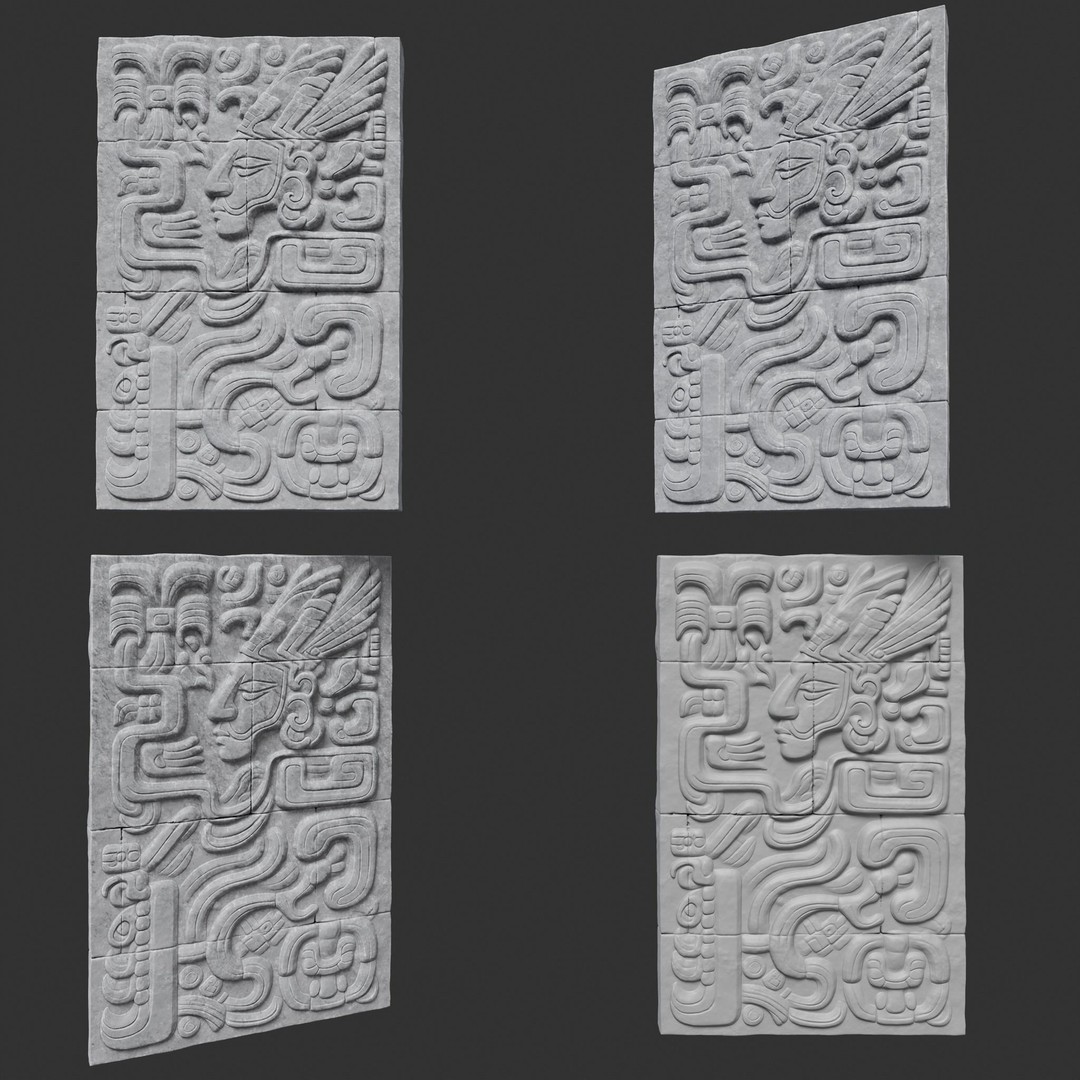 Mayan Temple Wall 3D Model – Low Poly Architectural Asset, FBX - View 13