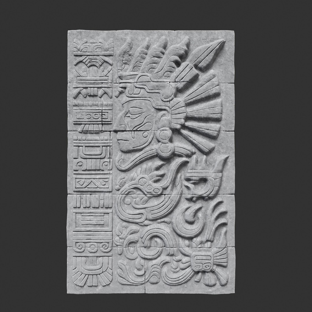 Mayan Temple Wall 3D Model – Low Poly Architectural Asset, FBX - View 14