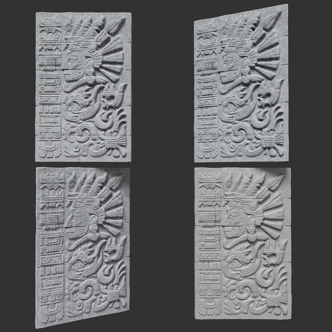 Mayan Temple Wall 3D Model – Low Poly Architectural Asset, FBX - View 15