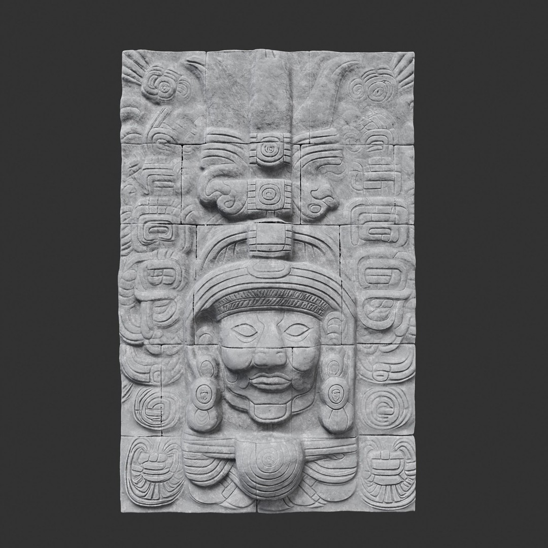 Mayan Temple Wall 3D Model – Low Poly Architectural Asset, FBX - View 16