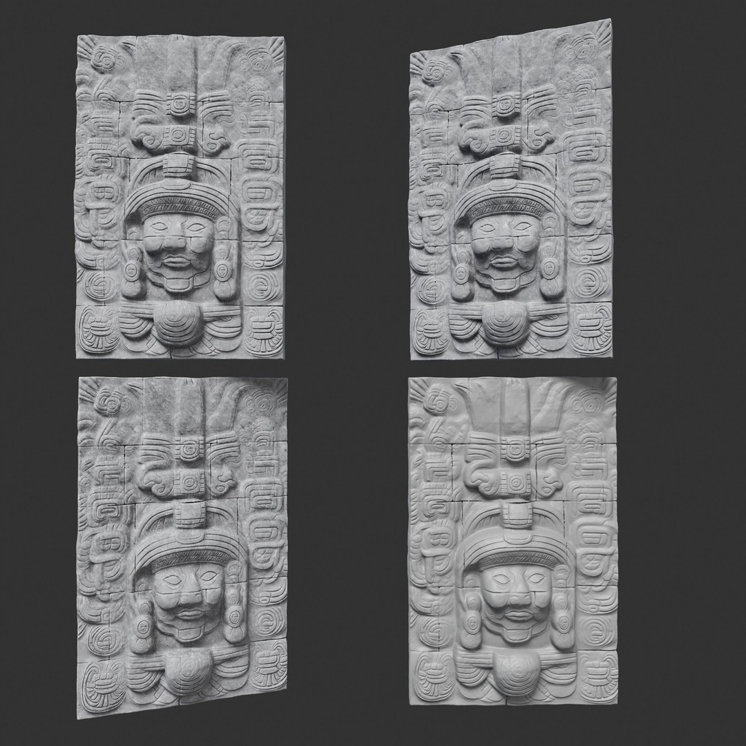Mayan Temple Wall 3D Model – Low Poly Architectural Asset, FBX - View 17
