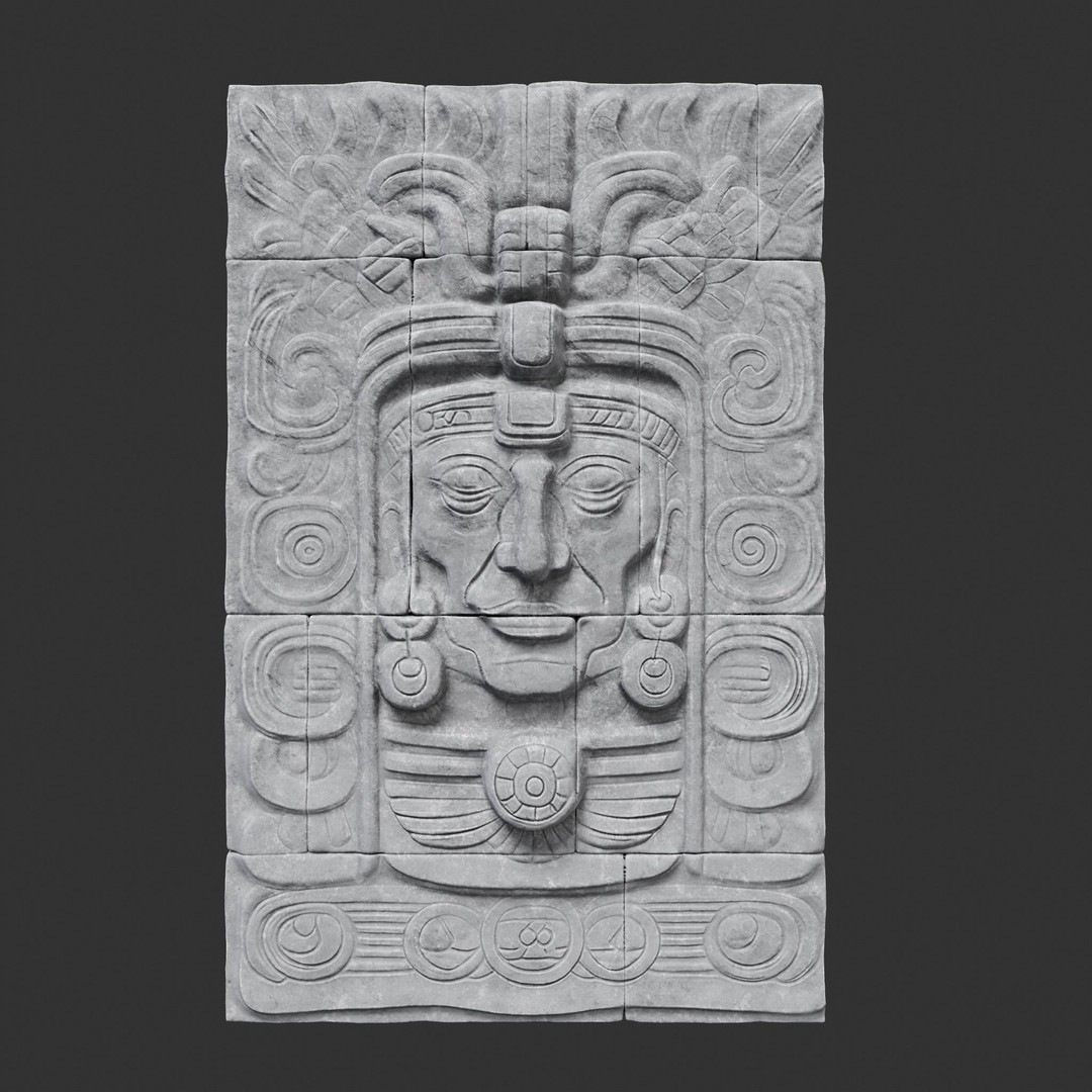 Mayan Temple Wall 3D Model – Low Poly Architectural Asset, FBX - View 20