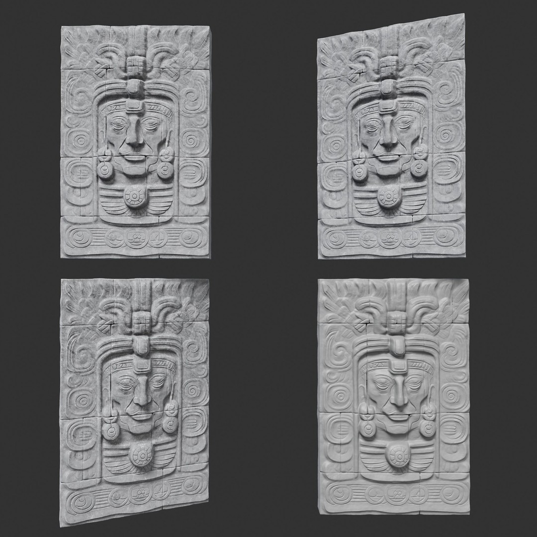 Mayan Temple Wall 3D Model – Low Poly Architectural Asset, FBX - View 21