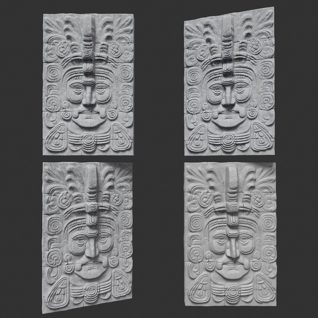 Mayan Temple Wall 3D Model – Low Poly Architectural Asset, FBX - View 23