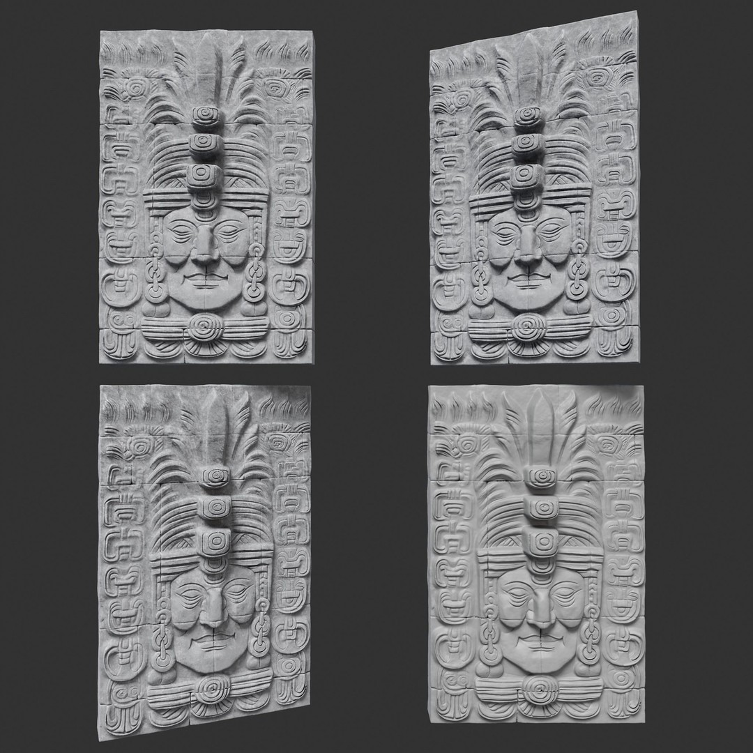 Mayan Temple Wall 3D Model – Low Poly Architectural Asset, FBX - View 25