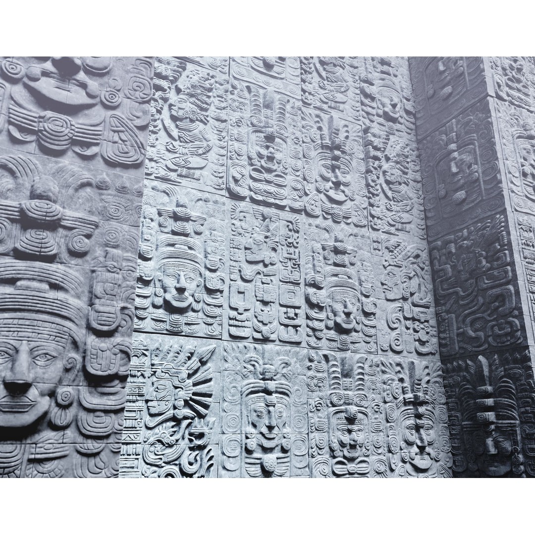 Mayan Temple Wall 3D Model – Low Poly Architectural Asset, FBX - View 3