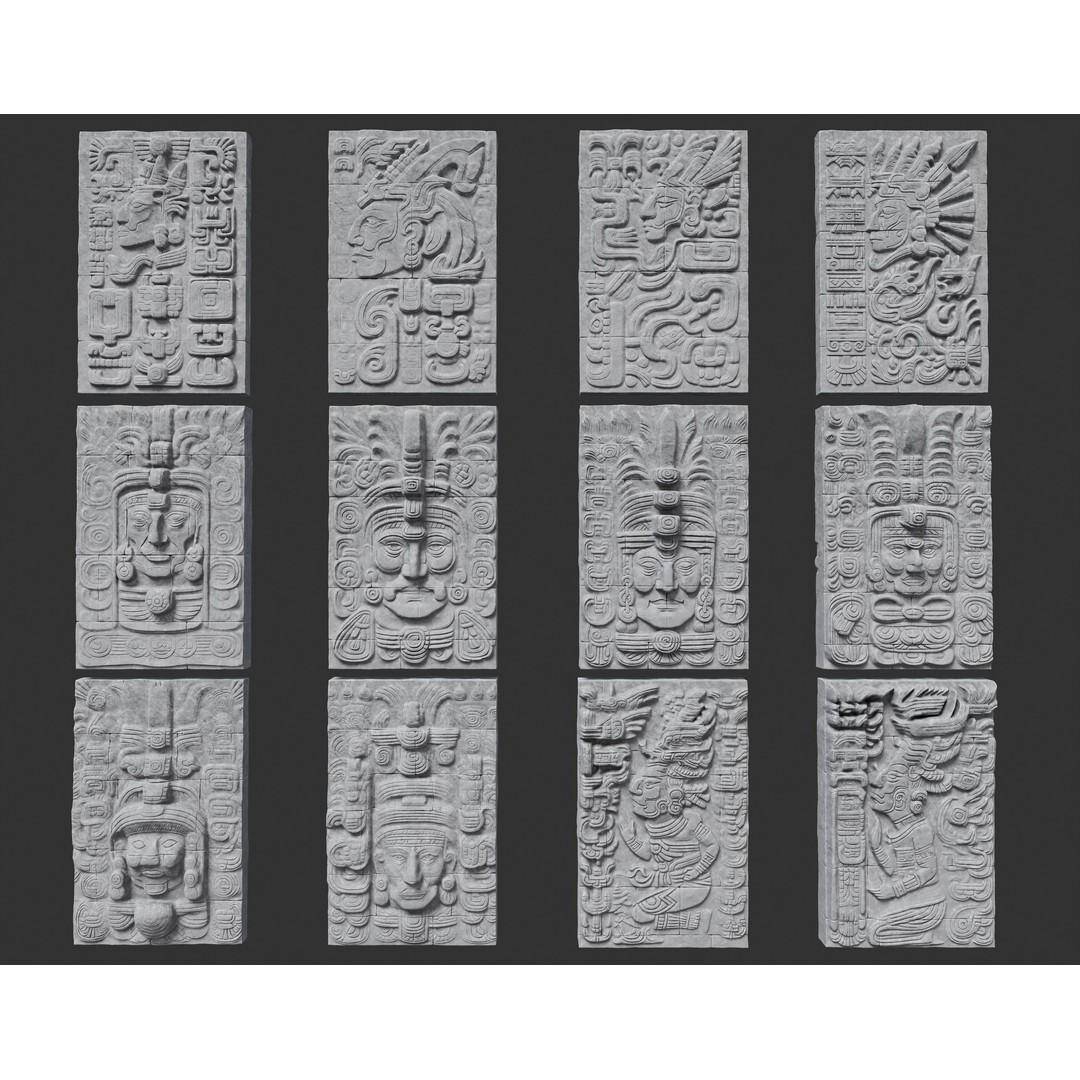Mayan Temple Wall 3D Model – Low Poly Architectural Asset, FBX - View 4