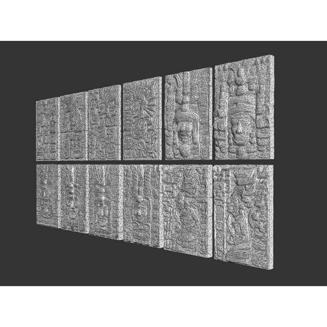 Mayan Temple Wall 3D Model – Low Poly Architectural Asset, FBX - View 7