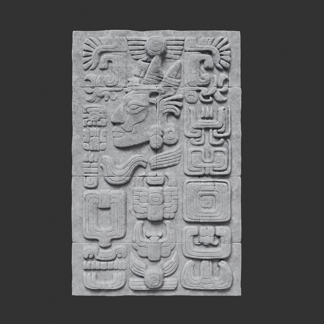Mayan Temple Wall 3D Model – Low Poly Architectural Asset, FBX - View 8