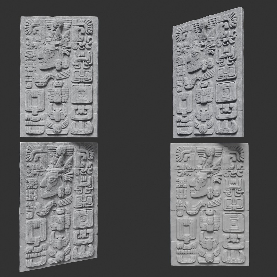 Mayan Temple Wall 3D Model – Low Poly Architectural Asset, FBX - View 9