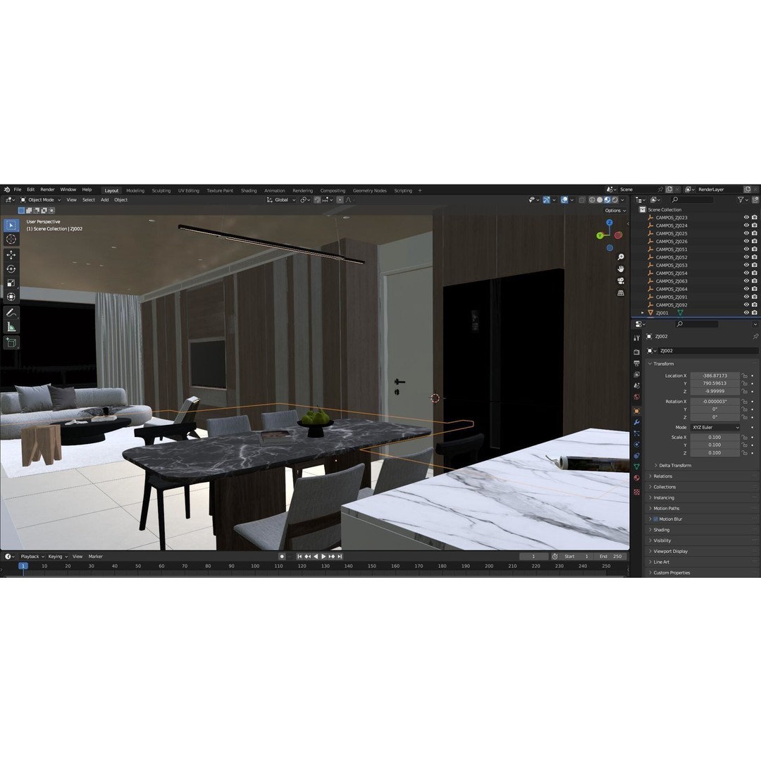 Modern Apartment 3D Model – Stylish Interior Design, FBX & OBJ Formats
