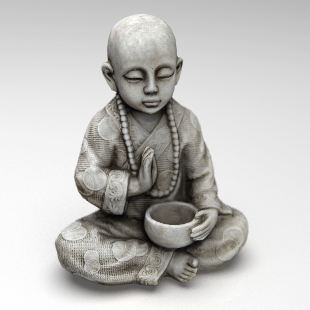 Child Buddha Statue 3D Model – Low Poly PBR Sculpture, FBX, OBJ, Blender