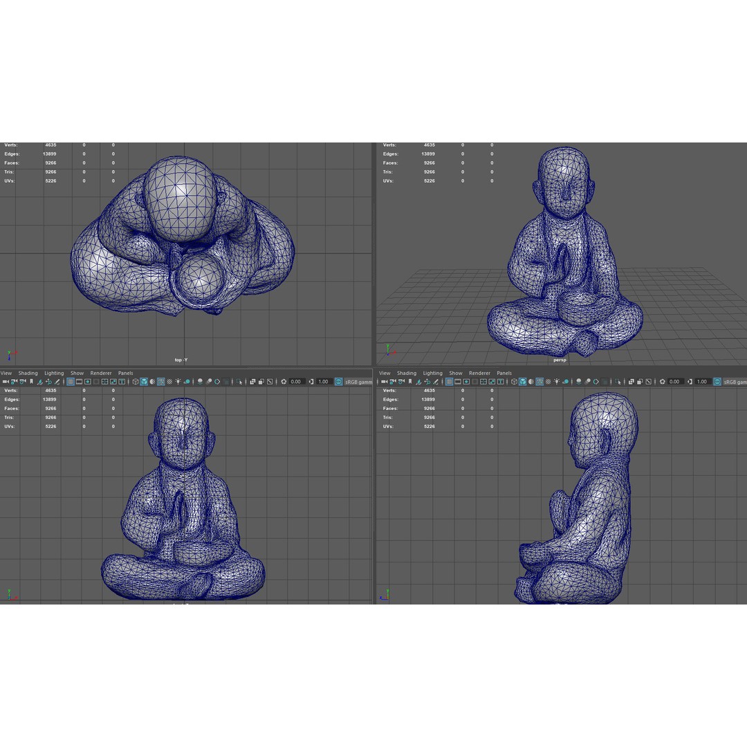 Child Buddha Statue 3D Model – Low Poly PBR Sculpture, FBX, OBJ, Blender - View 10