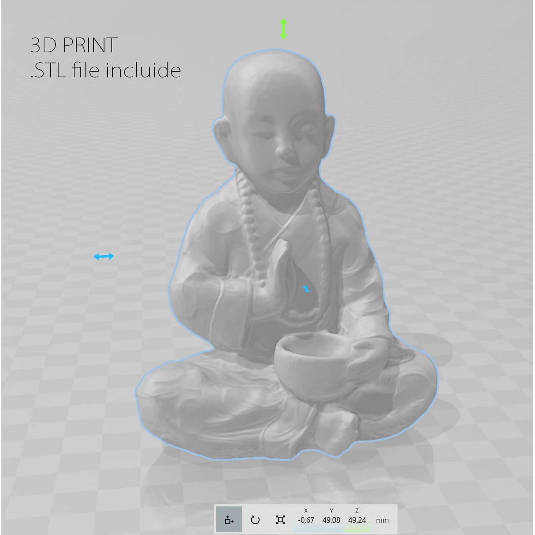 Child Buddha Statue 3D Model – Low Poly PBR Sculpture, FBX, OBJ, Blender - View 11