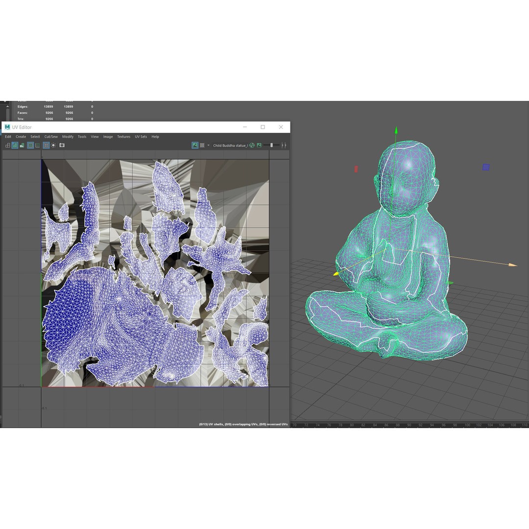 Child Buddha Statue 3D Model – Low Poly PBR Sculpture, FBX, OBJ, Blender - View 12