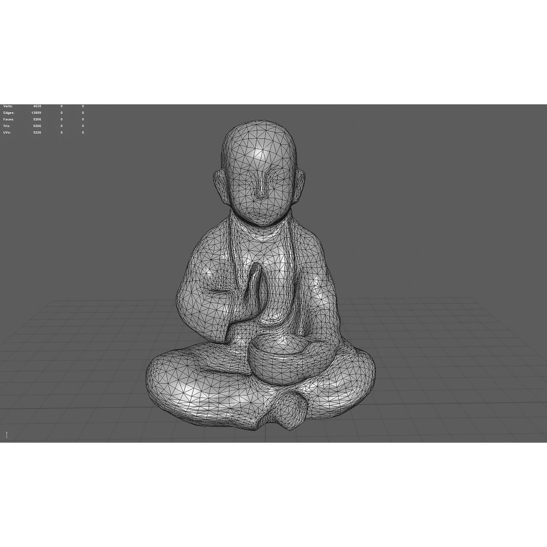 Child Buddha Statue 3D Model – Low Poly PBR Sculpture, FBX, OBJ, Blender - View 13