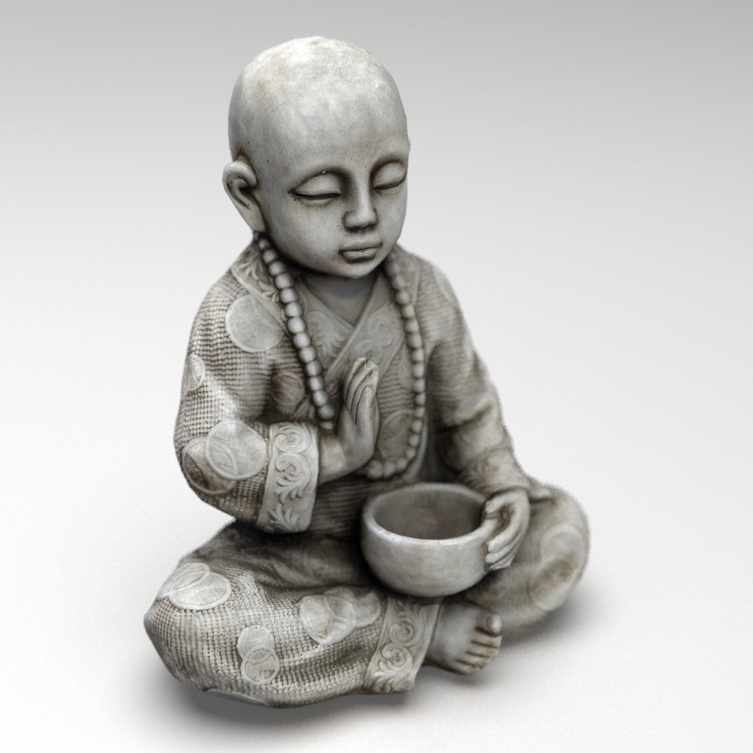 Child Buddha Statue 3D Model – Low Poly PBR Sculpture, FBX, OBJ, Blender - View 15