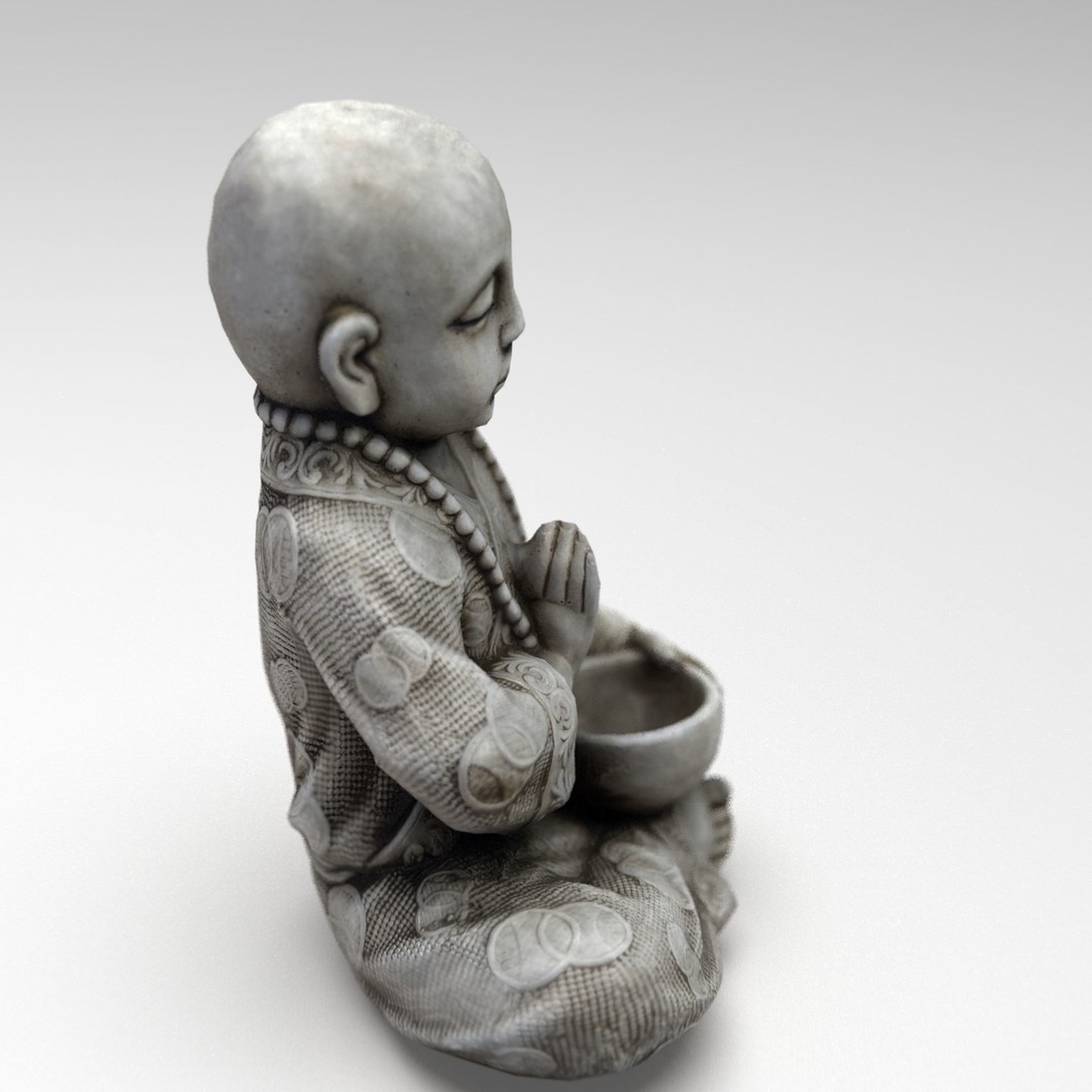 Child Buddha Statue 3D Model – Low Poly PBR Sculpture, FBX, OBJ, Blender - View 16