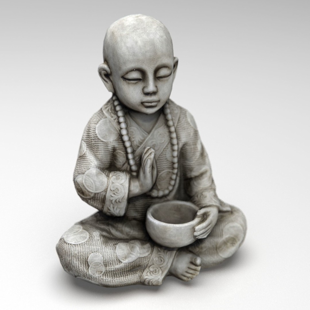 Child Buddha Statue 3D Model – Low Poly PBR Sculpture, FBX, OBJ, Blender - View 17