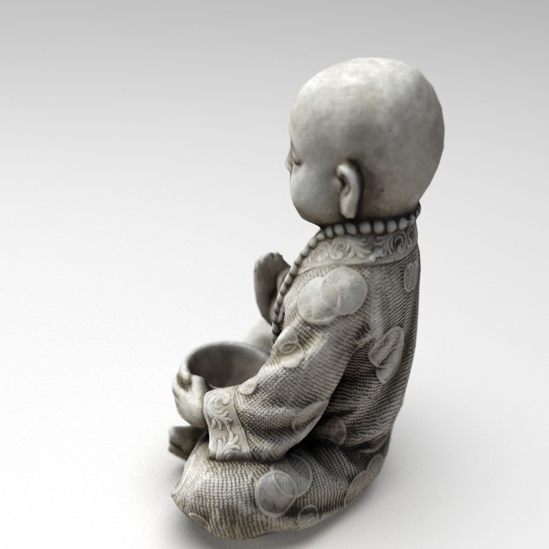 Child Buddha Statue 3D Model – Low Poly PBR Sculpture, FBX, OBJ, Blender - View 18