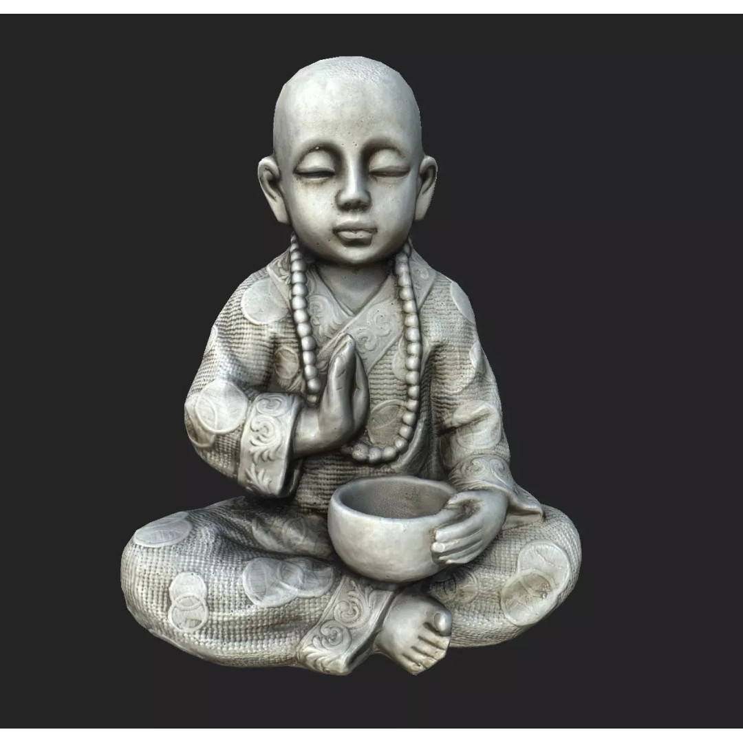 Child Buddha Statue 3D Model – Low Poly PBR Sculpture, FBX, OBJ, Blender - View 2