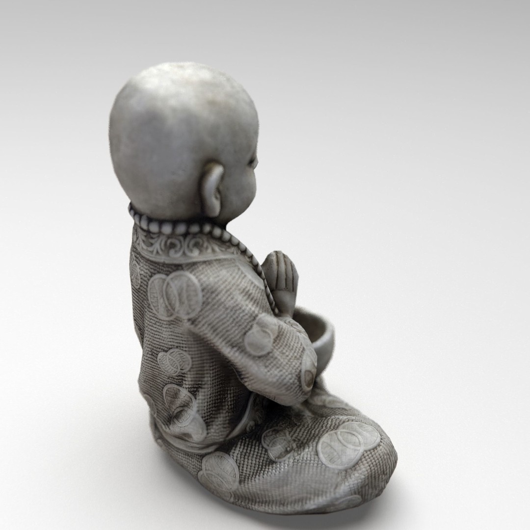 Child Buddha Statue 3D Model – Low Poly PBR Sculpture, FBX, OBJ, Blender - View 20