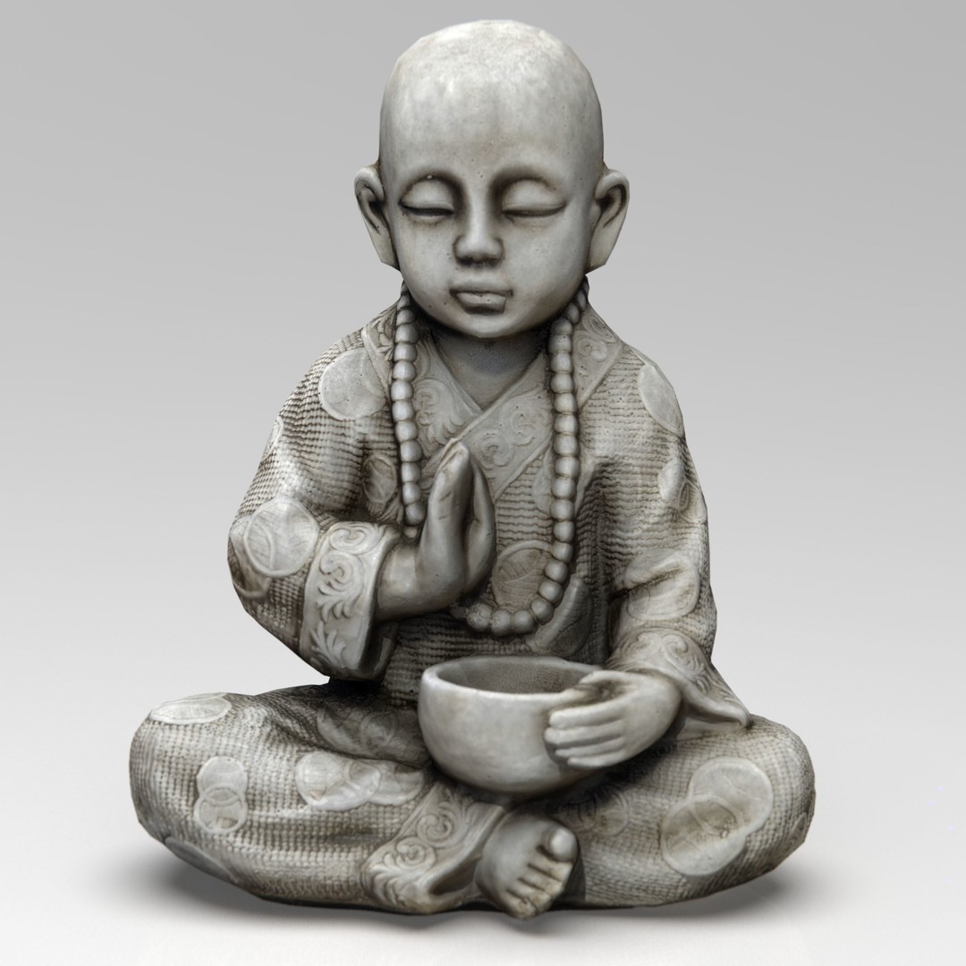 Child Buddha Statue 3D Model – Low Poly PBR Sculpture, FBX, OBJ, Blender - View 21