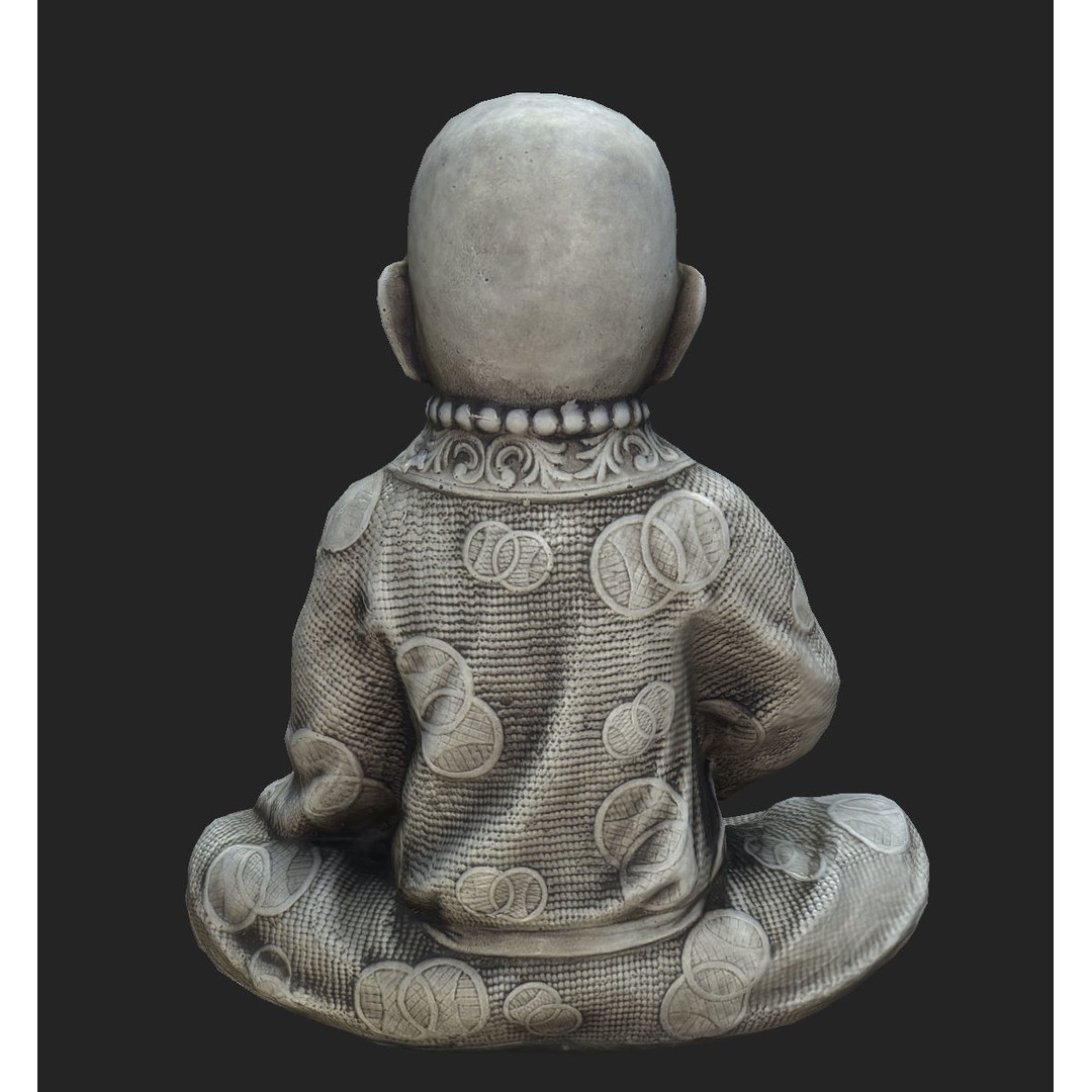 Child Buddha Statue 3D Model – Low Poly PBR Sculpture, FBX, OBJ, Blender - View 4